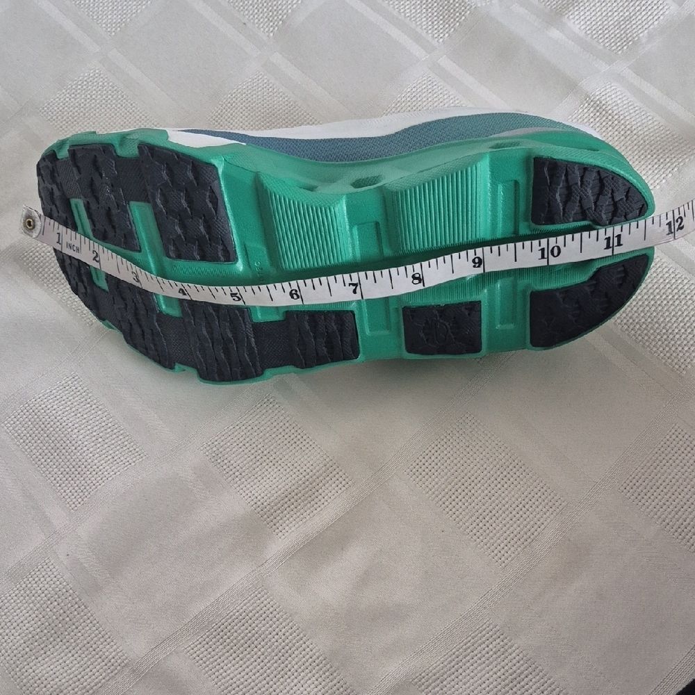 On Running White and Teal Women's Sneakers - Picture 8 of 16